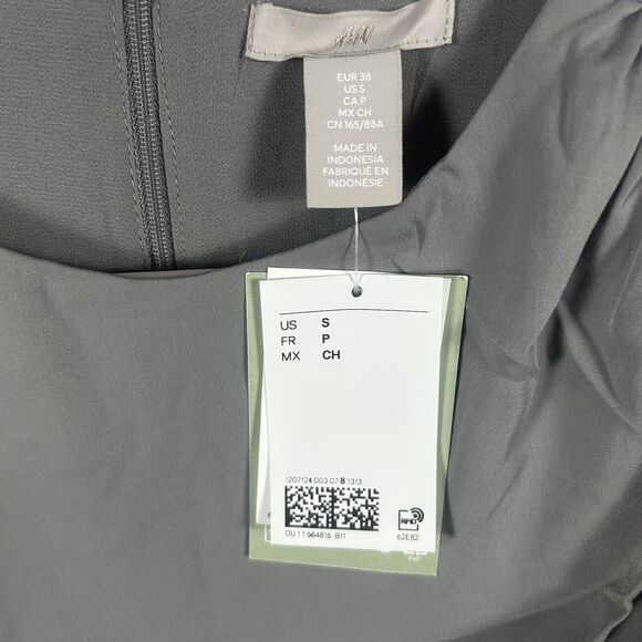H&M NEW Formal Dress Women's Size S Small Gray Shoulder Patch NWT Back Zip - Picture 6 of 15